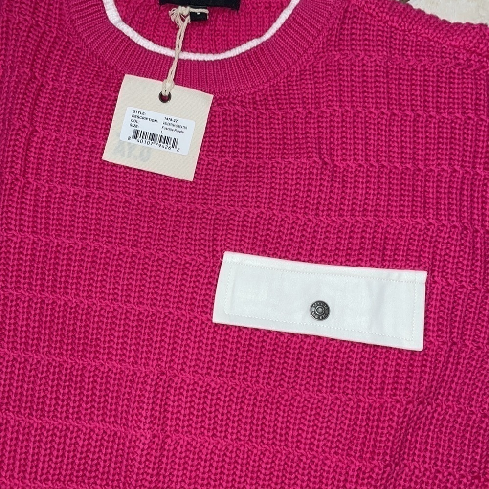 NWT SER.O.YA Valentina Oversized Women’s Fuchsia Sweater Size L - Picture 7 of 11
